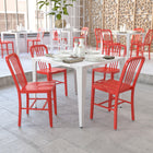 Flash Furniture Commercial Grade Metal Indoor-Outdoor Chairs - Red - 2 Pack-Screw Leveling Floor Glides