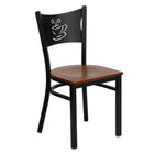 Flash Furniture HERCULES Series Black Coffee Back Metal Restaurant Chair - Cherry Wood Seat-500 lb. Weight Capacity
