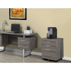 Monarch Specialties 7049 3-Drawer Filing Cabinet - Dark Taupe -Three spacious storage drawers 