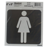 Headline Sign MEN/WOMEN Self-Stick Signs Combo - 6" H x 6" L - Black/Gray - 2 Pack-Sign Message: "WOMEN PICTOGRAM & MEN PICTOGRAM"
