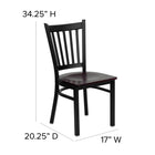 Flash Furniture HERCULES Series Black Vertical Back Metal Restaurant Chair - Mahogany Wood Seat - 2 Pack-Black Powder Coated Frame Finish