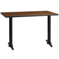 Flash Furniture – Table en stratifié noyer de 30 x 48 po avec 2 bases de 5 x 22 po (XUWA3048T0522)-Table d'hospitalité