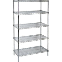 Kleton Heavy-Duty Chromate Wire Shelving, 5 Tiers, 48" W x 86" H x 24" D-Depth: 24"