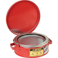 Justrite Bench Cans, 13 1/2" x 6", 9Lb-Spring-loaded, perforated plated steel dasher plate