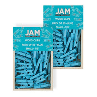 Jam Paper – Pince épingle à linge en bois, petite, 7/8, bleu, 2 paquets de 50, total de 100 (2230717361a)-Bois revêtu de bleu