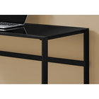 Monarch Specialties 7379 48" Computer Desk - Black Metal/Black Tempered Glass-Strong black metal track legs for support