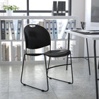 Flash Furniture HERCULES Series Black Ultra-Compact Stack Chair with Black Powder Coated Frame-15 Gauge Steel Frame
