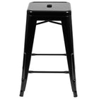 Flash Furniture 24" Bar Stool - Stackable - Black - 4 Pack (4ET3132024BKR)-Modern Industrial Metal Stool in Black