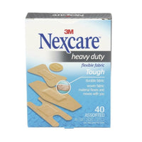 Nexcare Heavy Duty Fabric Bandages - Assorted Sizes - 40 Pack-Unique shape designed for better seal around pad