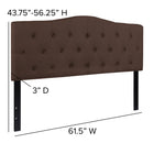 Flash Furniture Cambridge Tufted Upholstered Queen Size Headboard - Dark Brown Fabric-Black Metal Stands with Adjustable Bed Rail Slots