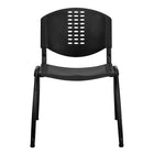 Chaise empilable en plastique noir de la série HERCULES, capacité de 880 lb, avec dossier à ovale decoupé et cadre noir-Ensemble de 5 chaises empilables polyvalentes
