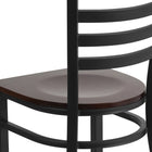 Flash Furniture – Chaise de restaurant en métal à dossier à traverses, noir, siège en noyer (XUDG694BLADWALW)-Siège en contreplaqué épais de 0,625 pouce