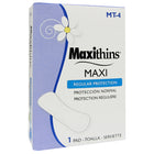 Maxithins Serviettes Maxi en boîte de vente No 4, paquet de 250(MT-4)-S’adapte à la plupart des distributeurs de produits d’hygiène féminine. Dessin à canaux multiples pour une absorption maxi. 250/cs