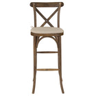 Flash Furniture HERCULES Series Dark Antique Wood Cross Back Barstool with Cushion-Stackable Bistro Style Stool