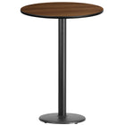 Flash Furniture 30" Round Walnut Laminate Table Top with 18" Round Bar Height Table Base-Bar Height Hospitality Table