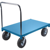Heavy-duty Platform Trucks, 10" Full Pneumatic Casters, Caster Placement, Standard Corner, Platform Size", 30 X 48-Deck - Steel Deck
