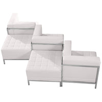 Flash Furniture HERCULES Imagination Series Melrose LeatherSoft 5 Piece Chair & Ottoman Set - White-Contemporary Reception Set