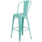 Flash Furniture Commercial Grade 30" High Mint Green Metal Indoor-Outdoor Barstool with Back-Mint Green Powder Coated Frame Finish