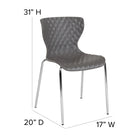 Flash Furniture - Chaise Lowell empilable de conception contemporaine en plastique gris-Finition de cadre en chrome
