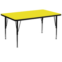 Flash Furniture 36''W x 72''L Rectangle Activity Table with 1.25'' High Pressure Top and Adjustable Pre-School Legs, Yellow-Yellow Laminate