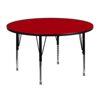 Flash Furniture 48'' Round Activity Table with Thermal Fused Laminate Top and Height Adjustable Pre-School Legs, Red-Red Laminate