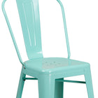 Flash Furniture 24" High Mint Green Metal Indoor-Outdoor Counter Height Stool with Back-Mint Green Powder Coat Finish
