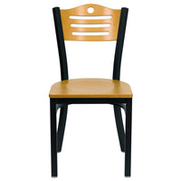 Flash Furniture HERCULES Series Black Slat Back Metal Restaurant Chair - Natural Wood Back & Seat-Metal Chair