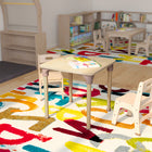 Flash Furniture Bright Beginnings 24" Square Commercial Grade Wooden Adjustable Height Classroom Activity Table - Beech-Assembles in 35 Minutes or Less