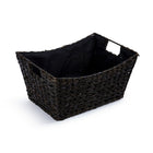 Truu Design Braided Grass Storage Baskets, Set of 3, Black-Carved handles for easy portability