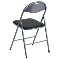 Flash Furniture HERCULES Vinyl Metal Folding Chair with Carrying Handle - Black - 4 Pack-Set of 4 Padded Metal Folding Chairs