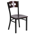Flash Furniture HERCULES Series Black 3 Circle Back Metal Restaurant Chair - Walnut Wood Back & Seat-500 lb. Weight Capacity