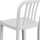Flash Furniture Commercial Grade 24" High Metal Indoor-Outdoor Counter Height Stool with Vertical Slat Back - White - 2 Pack-White Powder Coated Frame Finish