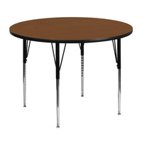 Flash Furniture 48" Round Oak HP Laminate Activity Table - Standard Height Adjustable Legs-Popular Round Activity Table