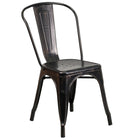 24'' Round Black-Antique Gold Metal Indoor-Outdoor Table Set with 2 Cafe Chairs [CH-51080TH-2-18CAFE-BQ-GG]-4