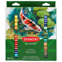 Derwent Acrylic Paints, 24 count-Upon drying, Derwent Academy Acrylic paints form a protective water- resistant film that retains the colour of your artwork without yellowing or cracking