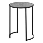 Monarch Specialties 2206 Accent Table - 24"H/Grey Stone-Look/Black Metal-Stylish accent table for living rooms or bedrooms