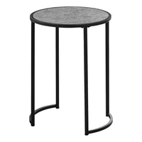 Monarch Specialties 2206 Accent Table - 24"H/Grey Stone-Look/Black Metal-Stylish accent table for living rooms or bedrooms