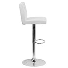 Flash Furniture Contemporary Vinyl Adjustable Height Barstool with Panel Back & Chrome Base - White-White Vinyl Upholstery
