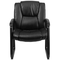 Flash Furniture HERCULES Series Big & Tall 500 lb. Rated Black Leather Tufted Executive Side Reception Chair with Sled Base-Executive Guest Chair