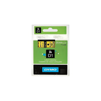Dymo D1 Polyester Tape, 1", Black Print on Yellow-Durable, polyester-coated