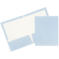 JAM Paper Glossy 2-Pocket Presentation Folders, Baby Blue, 50 Pack (31225346c)-Blue