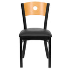 Flash Furniture HERCULES Series Black Circle Back Metal Restaurant Chair - Natural Wood Back, Black Vinyl Seat-Metal Chair