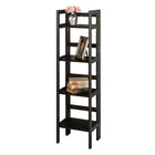 Winsome 4-Tier Folding Shelf, Narrow, Black-Reliably sturdy with bull nose rectangular shelves, open ladder-style sides, and back support rails