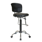 Work Smart – Chaise pour dessinateur en vinyle noir et chrome, noir-Base chromée robuste avec roulettes doubles our tapis