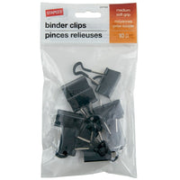 Staples Softgrip Binder Clips - Medium 1-1/4" - Black - 10 Pack-Rubberized grip
