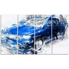 Designart Blue Tuner Car, 4 Piece Gallery-Wrapped Canvas, (PT2645-271)-Print