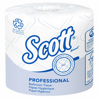 Scott Professional 100% Recycled Fiber Standard Roll Toilet Paper - with Elevated Design - 2-Ply - Individually wrapped rolls - White -  80 Pack-473 Sheets/Roll, 80 Scott Professional 100% Recycled Fiber Standard Roll Toilet Paper Rolls/Case, 37,840 Sheets/Case, with Elevated Design