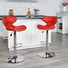 Flash Furniture 17 1/2" x 17 1/2" Cozy Mid-Back Vinyl Adjustable Bar Stool W/Chrome Base, Red, 2 Pack-Deep Curved Back and Seat