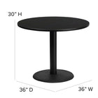 Flash Furniture 36" Round Black Laminate Table Set with X-Base & 4 Black Trapezoidal Back Banquet Chairs-Designed for Commercial and Home Use