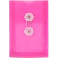 JAM Paper - Enveloppes en plastique avec fermeture à bouton et cordon - Extrémité ouverte - 4,25 x 6,25 - Rose fuchsia - Paquet de 12-Couleur : rose fuchsia